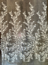 White 3D Floral Branch Sequin Beaded Lace