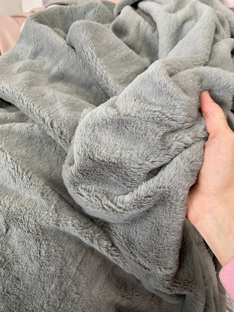 Gray Short Pile Bunny Faux Fur