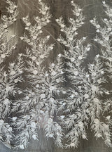 White 3D Floral Branch Sequin Beaded Lace
