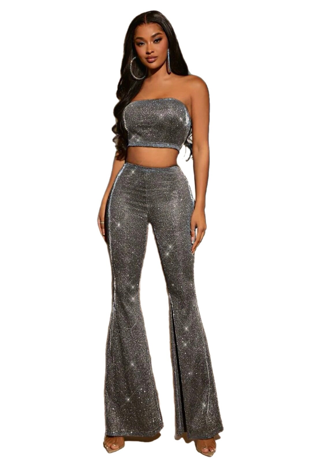 Silver Spandex Lurex Knit