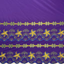Plumeria Flower Embroidered Double Border Polyester Fabric - Multi Color Floral Border, 56" Width (1 Yard)