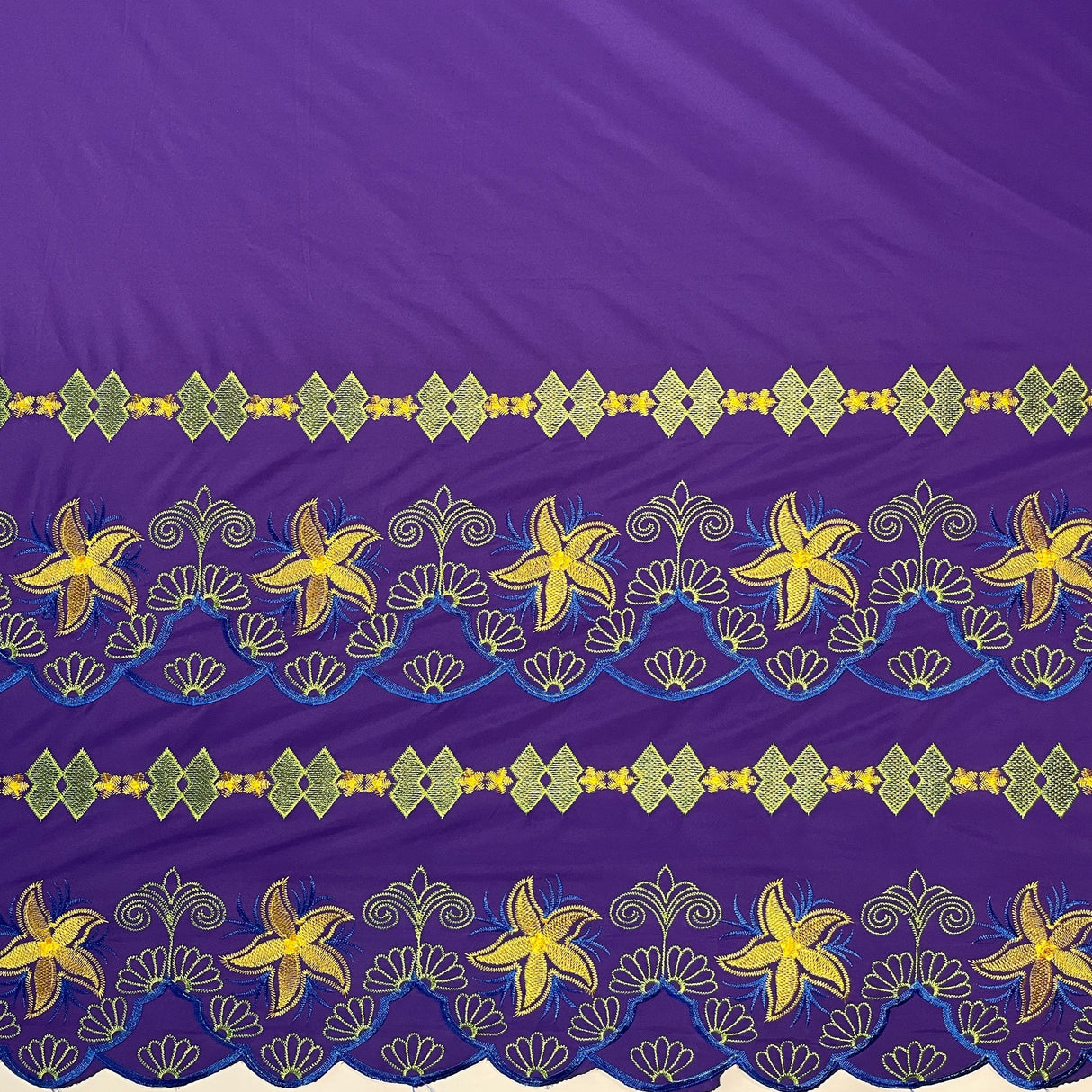 Polyester Embroidered Double Border Fabric