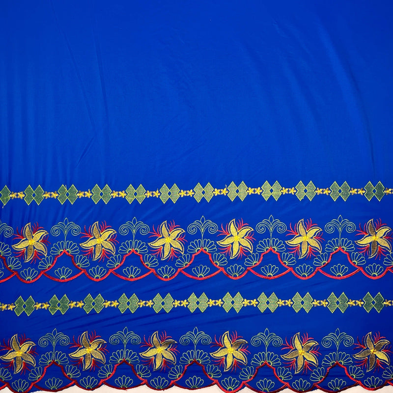 Polyester Embroidered Double Border Fabric