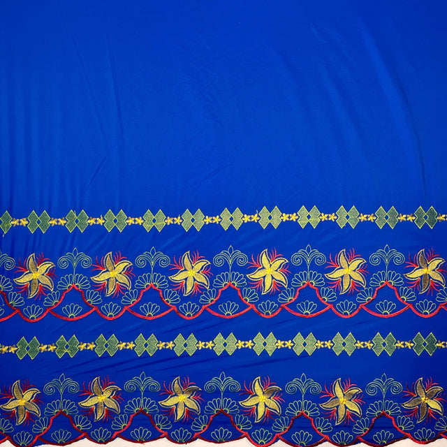 Polyester Embroidered Double Border Fabric