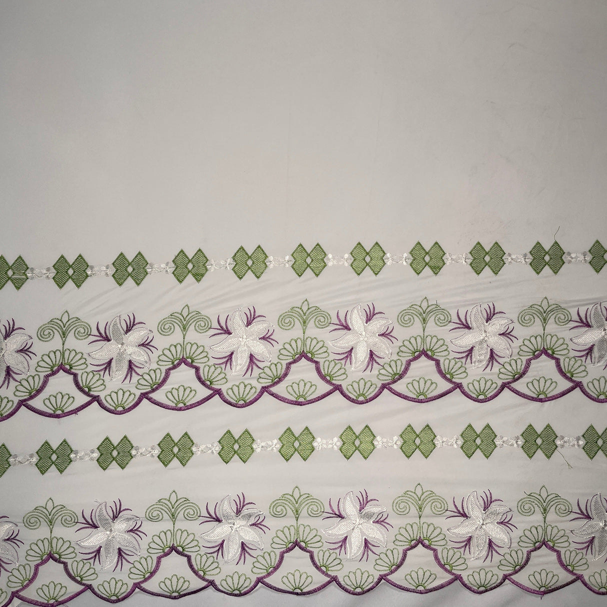 Polyester Embroidered Double Border Fabric