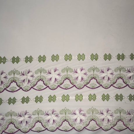 Polyester Embroidered Double Border Fabric