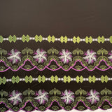 Polyester Embroidered Double Border Fabric