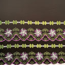 Plumeria Flower Embroidered Double Border Polyester Fabric - Multi Color Floral Border, 56" Width (1 Yard)