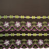 Plumeria Flower Embroidered Double Border Polyester Fabric - Multi Color Floral Border, 56" Width (1 Yard)