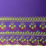 Polyester Embroidered Hibiscus Double Border Fabric