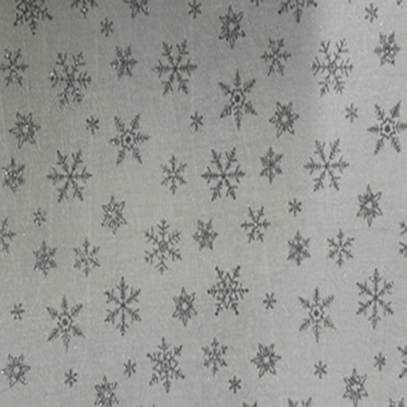 Polyester Spandex Snowflake Velvet Fabric White Silver 60"