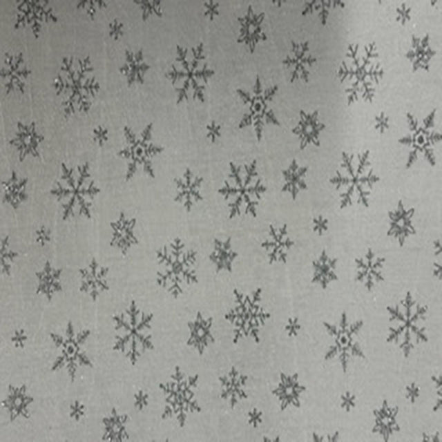 Polyester Spandex Snowflake Velvet Fabric White Silver 60"
