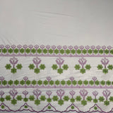 Polyester Embroidered Hibiscus Double Border Fabric