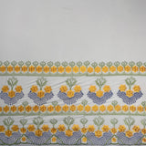 Polyester Embroidered Hibiscus Double Border Fabric