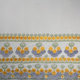 Hibiscus Double Border Embroidered Polyester Fabric - Floral Embroidery, Multi Color Border, 56" Width (1 Yard)
