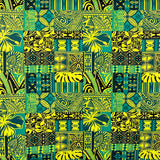 Traditional Polynesian Tapa Design Polyester Fabric - Tapa Patchwork, Red, 36" X 60" (1 Yard)