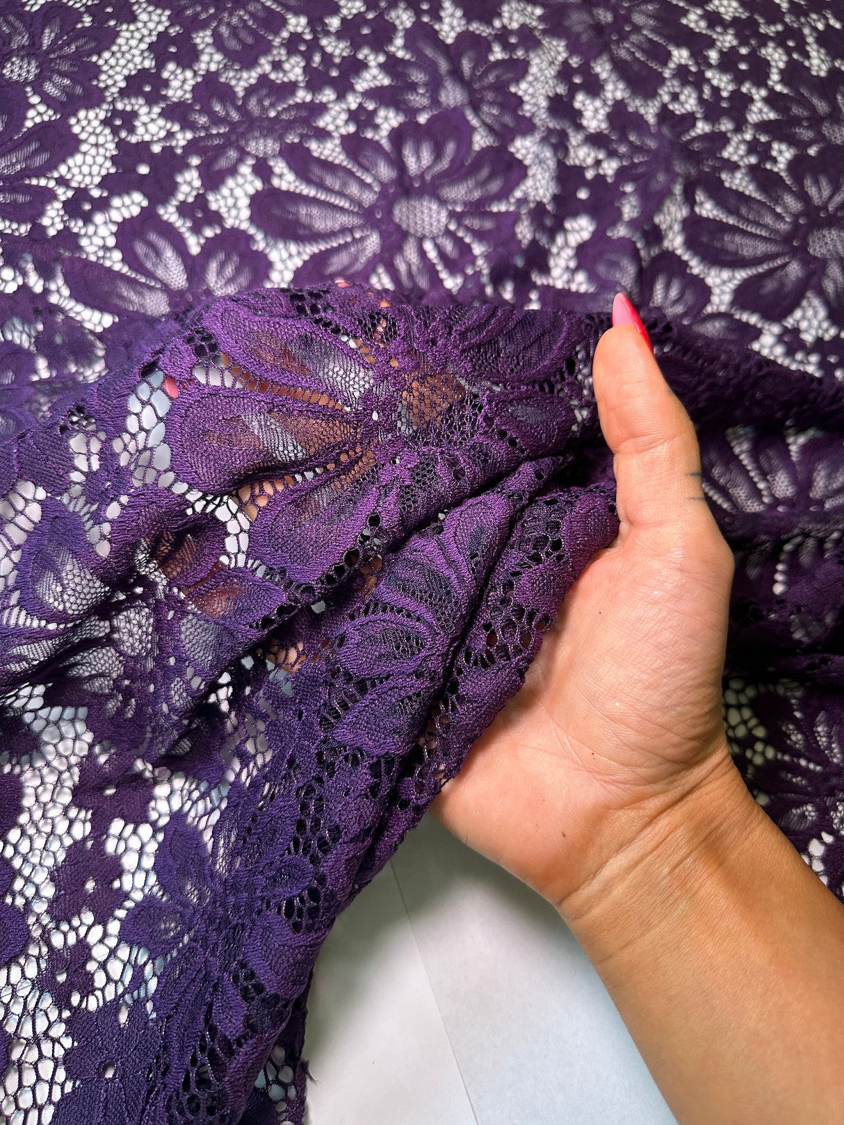 Purple Floral Chantilly Lace