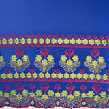Polyester Embroidered Hibiscus Double Border Fabric