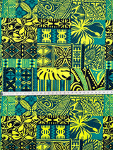 Traditional Polynesian Tapa Design Polyester Fabric - Red, White, Black/Beige, Yellow/Red, Blue, Green, 36" X 60" (1 Yard)