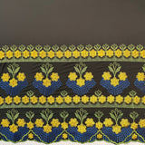 Polyester Embroidered Hibiscus Double Border Fabric