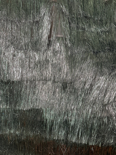 Silver Metallic Fringe Mesh Fabric