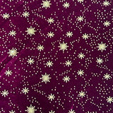 Glitter Velvet Fabric 2-Way Stretch Wine Stars 60"