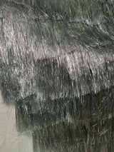 Silver Metallic Fringe Mesh Fabric