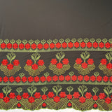 Polyester Embroidered Hibiscus Double Border Fabric