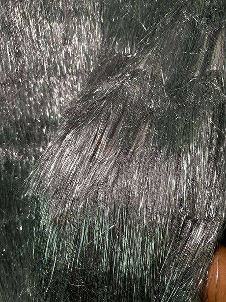Silver Metallic Fringe Mesh Fabric