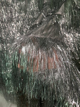 Silver Metallic Fringe Mesh Fabric