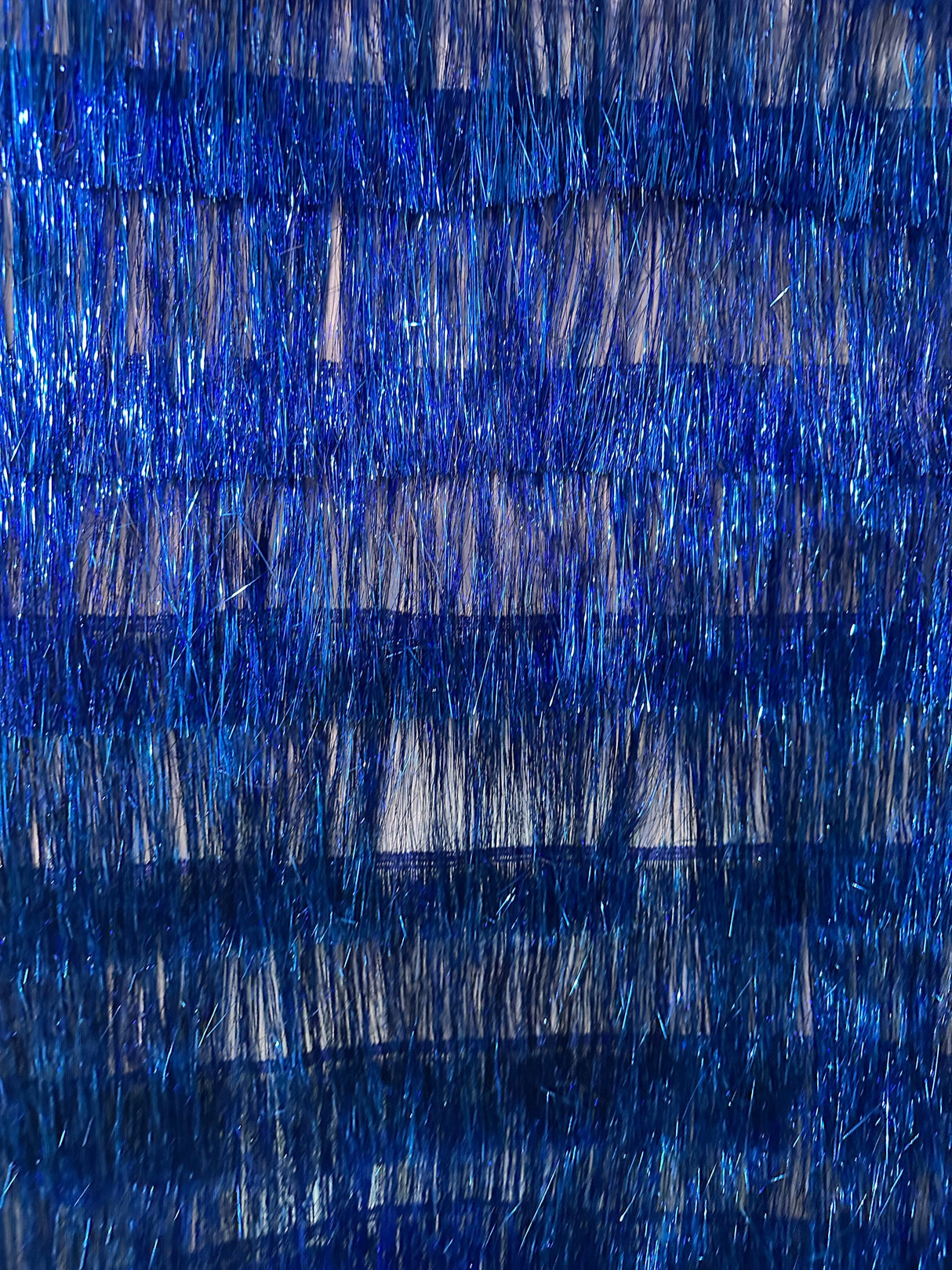 Metallic Fringe Mesh Fabric Royal Blue