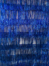 Metallic Fringe Mesh Fabric Royal Blue
