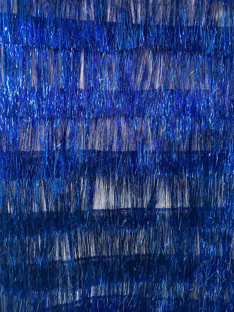 Metallic Fringe Mesh Fabric Royal Blue