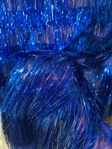 Metallic Fringe Mesh Fabric Royal Blue