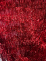 Red Fringe Metallic Mesh Fabric