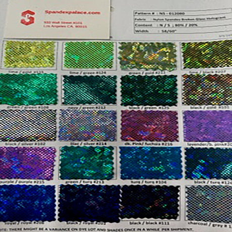 Hologram Broken Glass Spandex Color Card