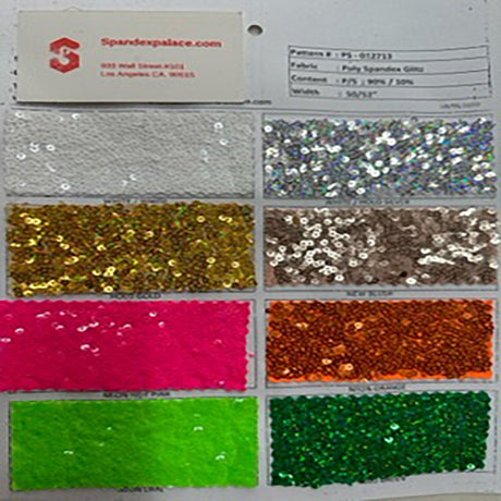 Polyester Spandex Sequin Fabric Color Card