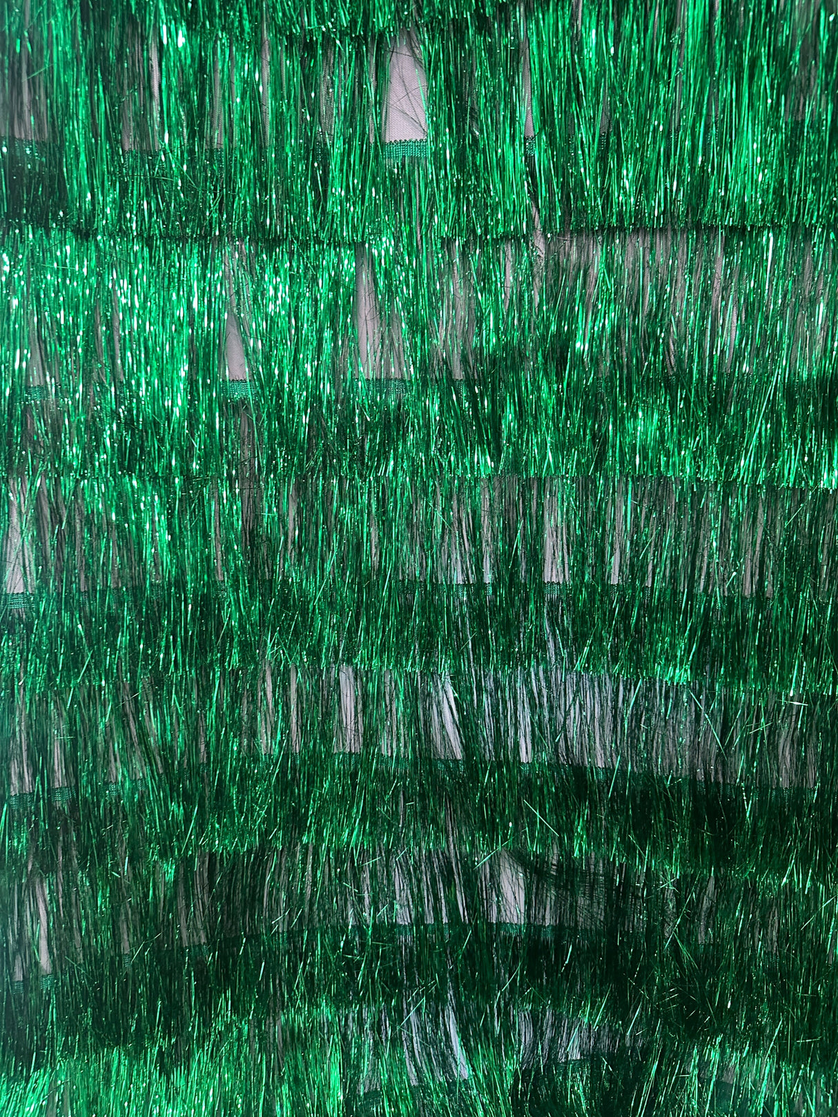 Metallic Fringe Mesh Base Fabric Kelly Green