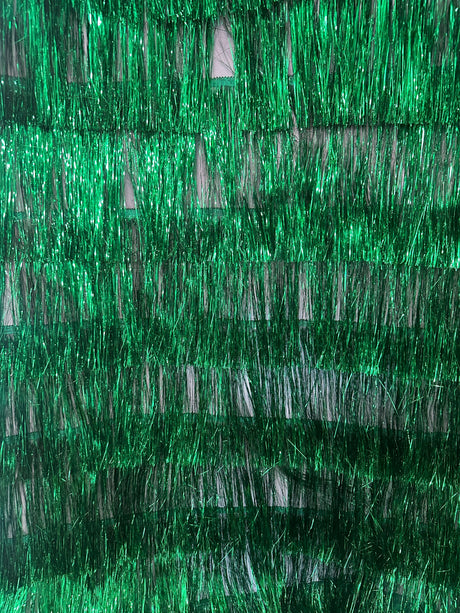 Metallic Fringe Mesh Base Fabric Kelly Green