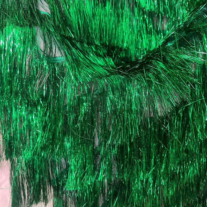 Metallic Fringe Mesh Base Fabric Kelly Green