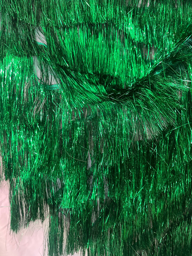 Metallic Fringe Mesh Base Fabric Kelly Green