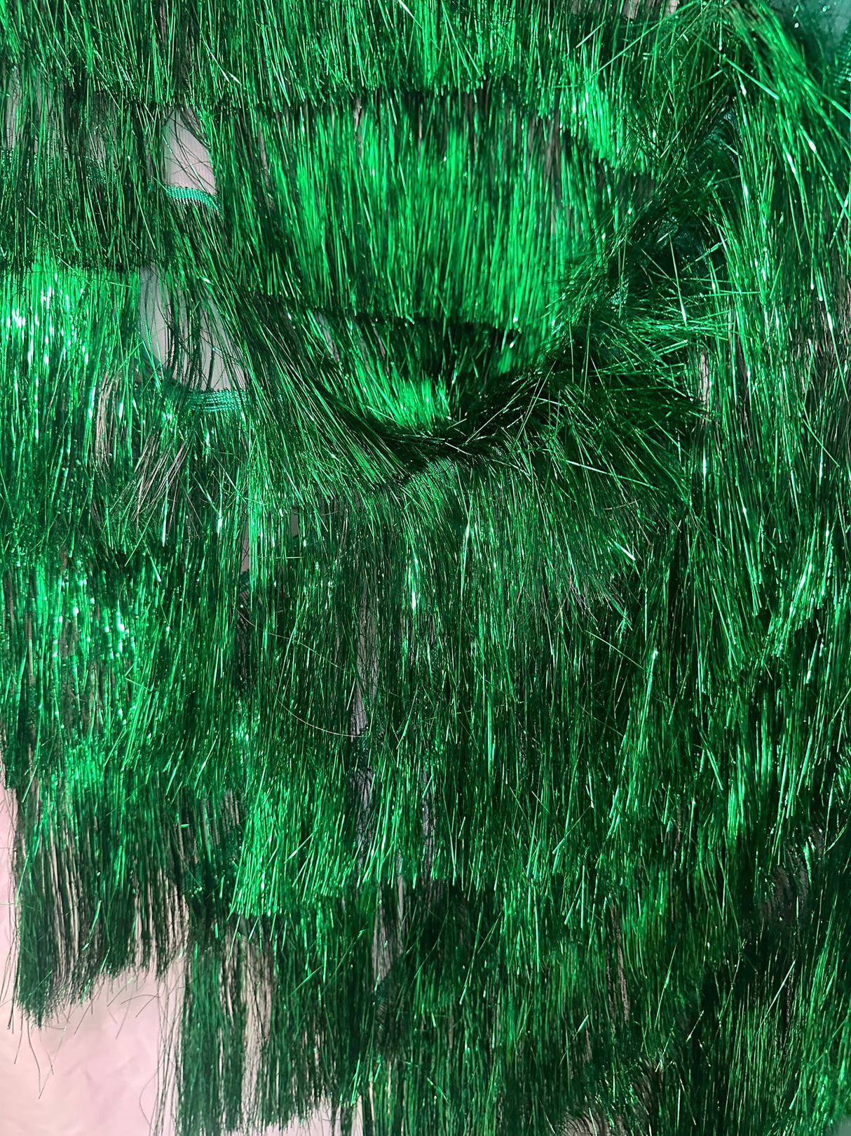 Metallic Fringe Mesh Base Fabric Kelly Green