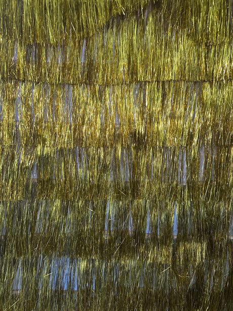 Metallic Fringe Mesh Fabric Yellow Gold
