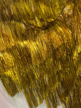 Metallic Fringe Mesh Fabric Yellow Gold