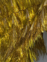 Metallic Fringe Mesh Fabric Yellow Gold