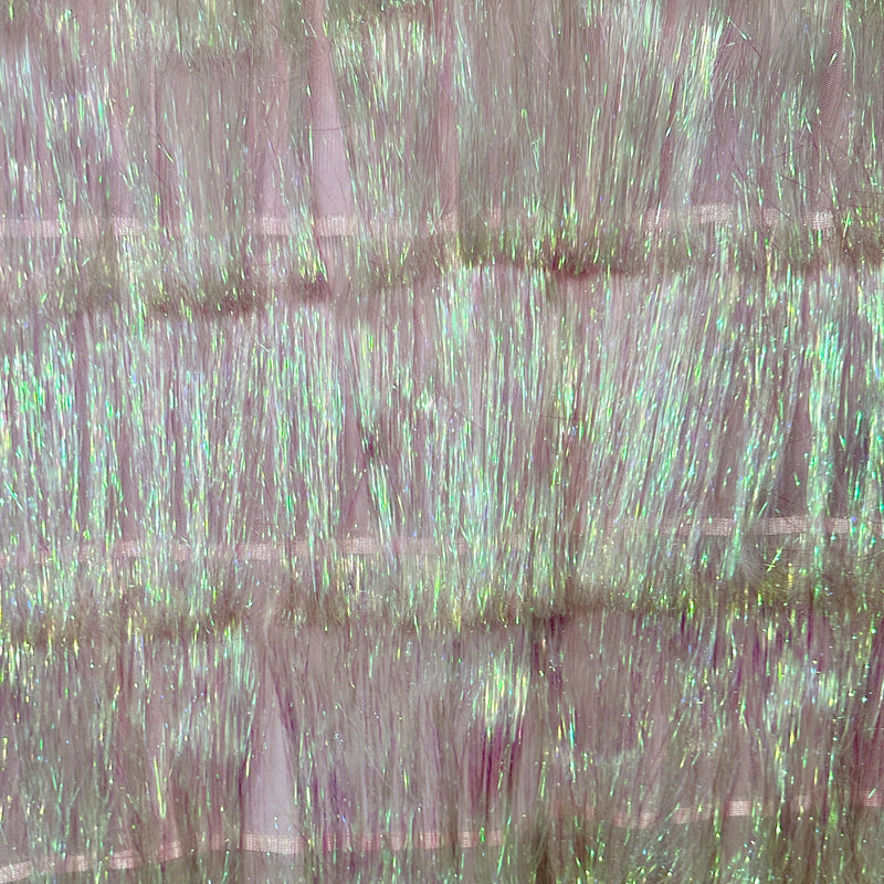 White Iridescent Fringe Metallic Mesh