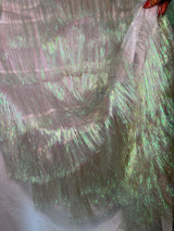 White Iridescent Fringe Metallic Mesh