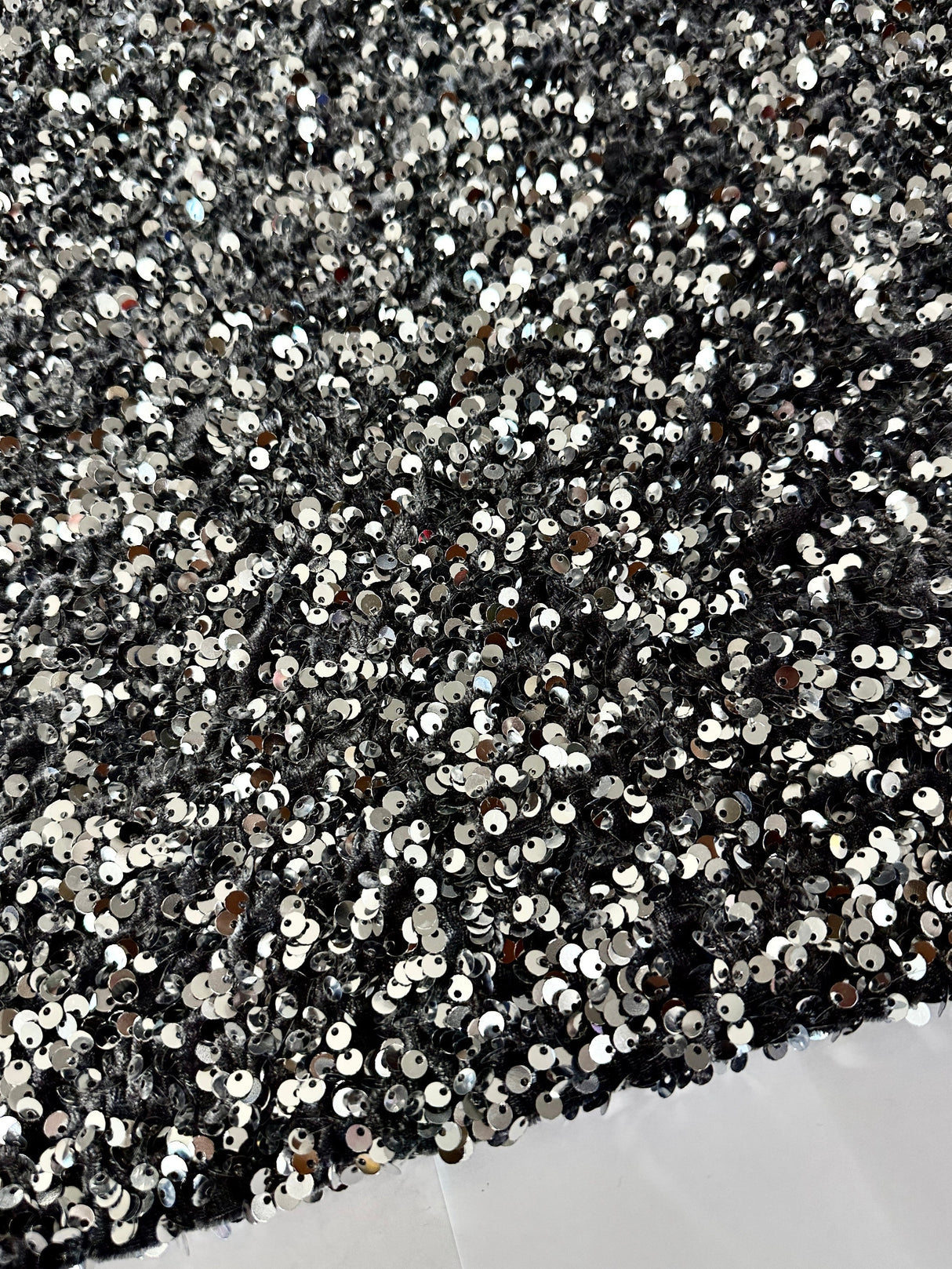 Sequin on Velvet Silver Gray