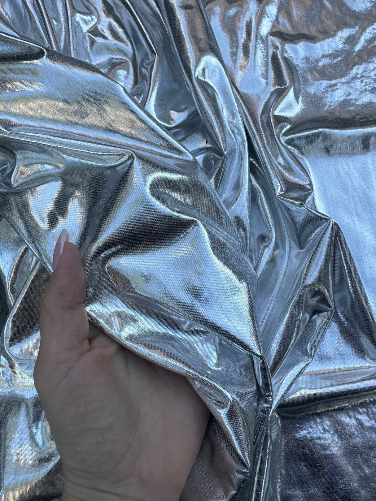 Silver Coated Spandex Pleather