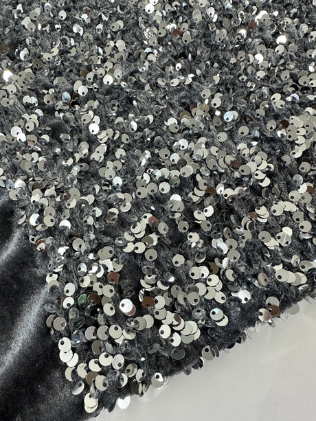 Sequin on Velvet Silver Gray
